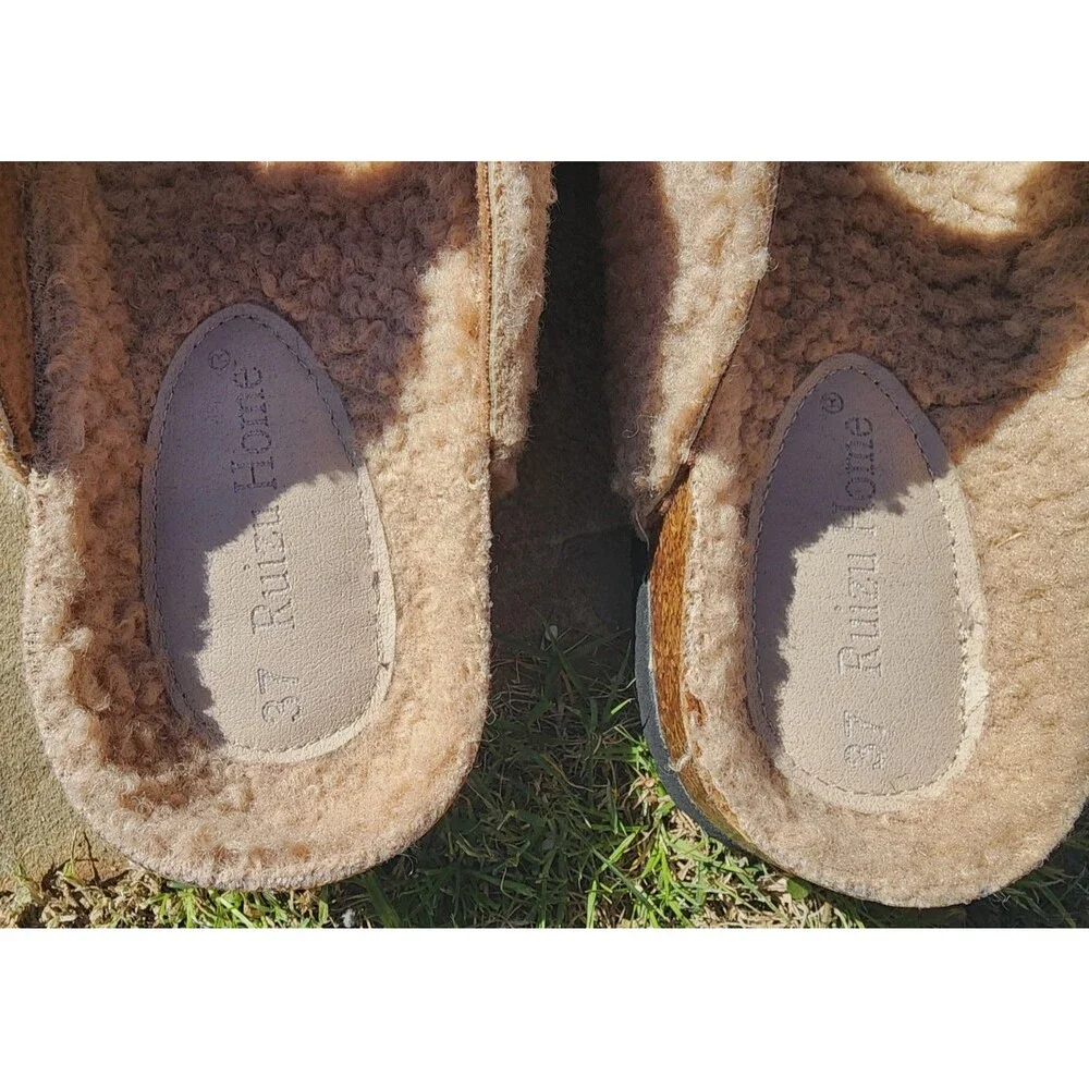 Girls Plush Faux Fur House Slippers Ruizu Size 9.5 Warm Winter Home Sandals